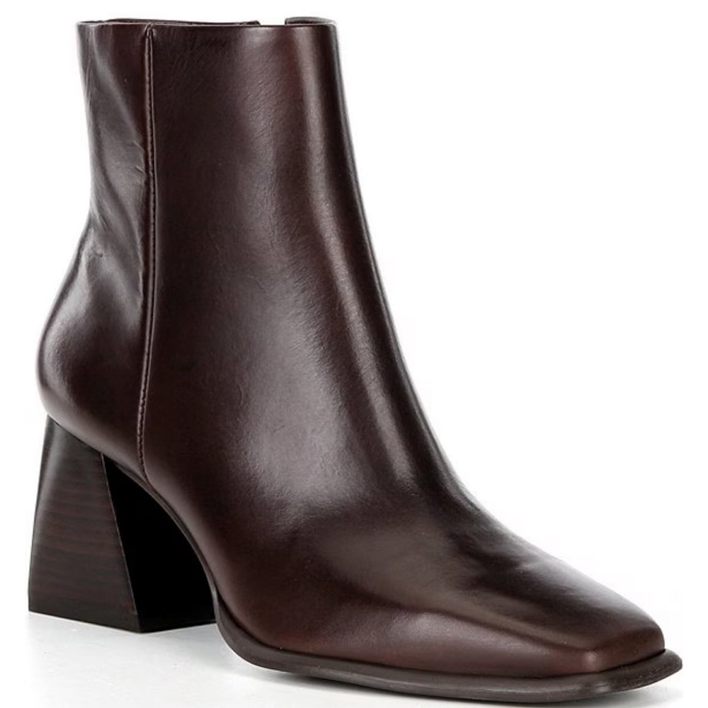 Gianni Bini Holy-Grail Brown Leather Block Heel Booties Womenโs Size 10M $140 - Picture 1 of 14